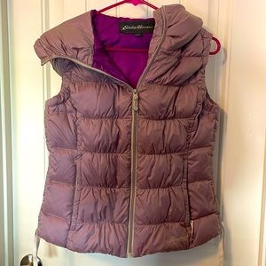 Puffy goose down Eddie Bauer vest with detachable hood